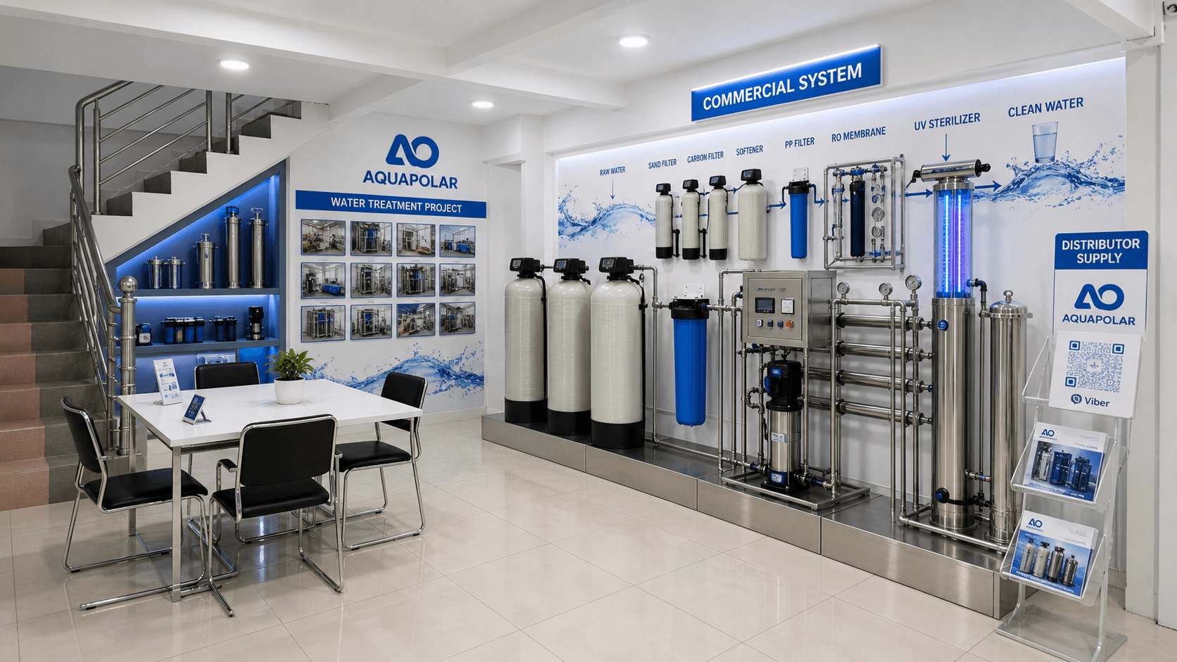 AQUAPOLAR commercial water treatment system display