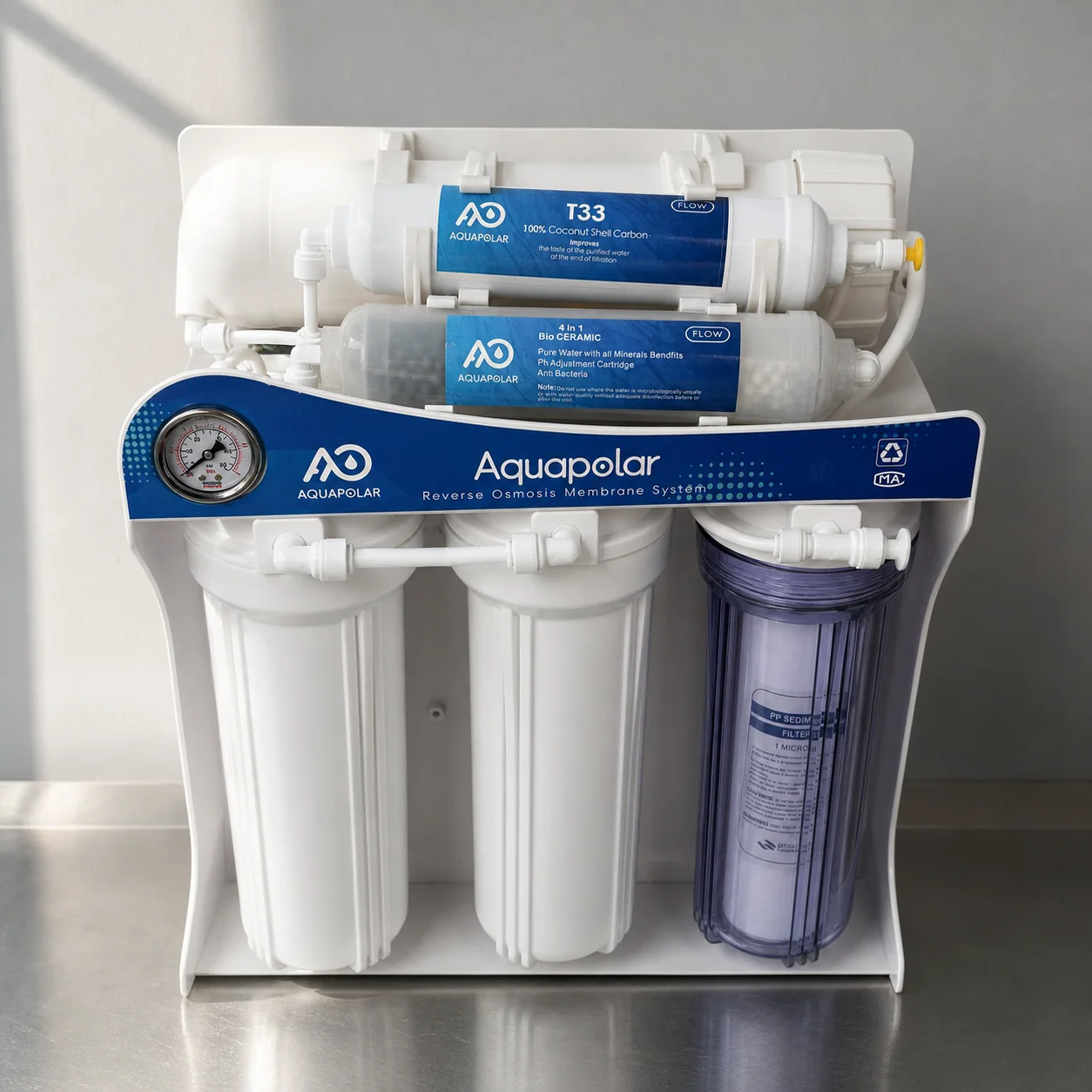 AQUAPOLAR RO Machine 400GPD filter service view 2