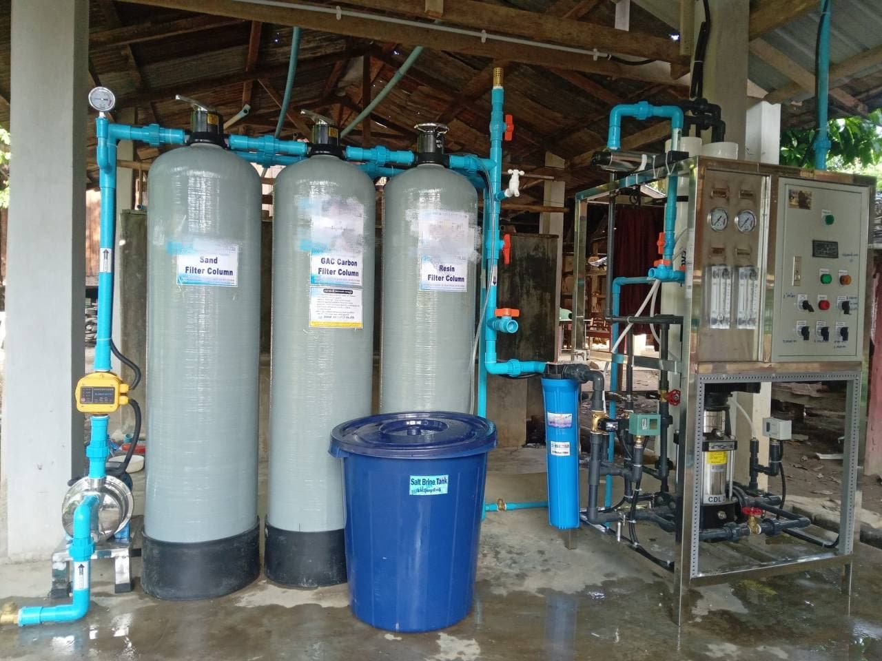 Outdoor commercial RO system — Myanmar — site photo