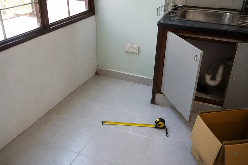 Kitchen corner measured for RO install space