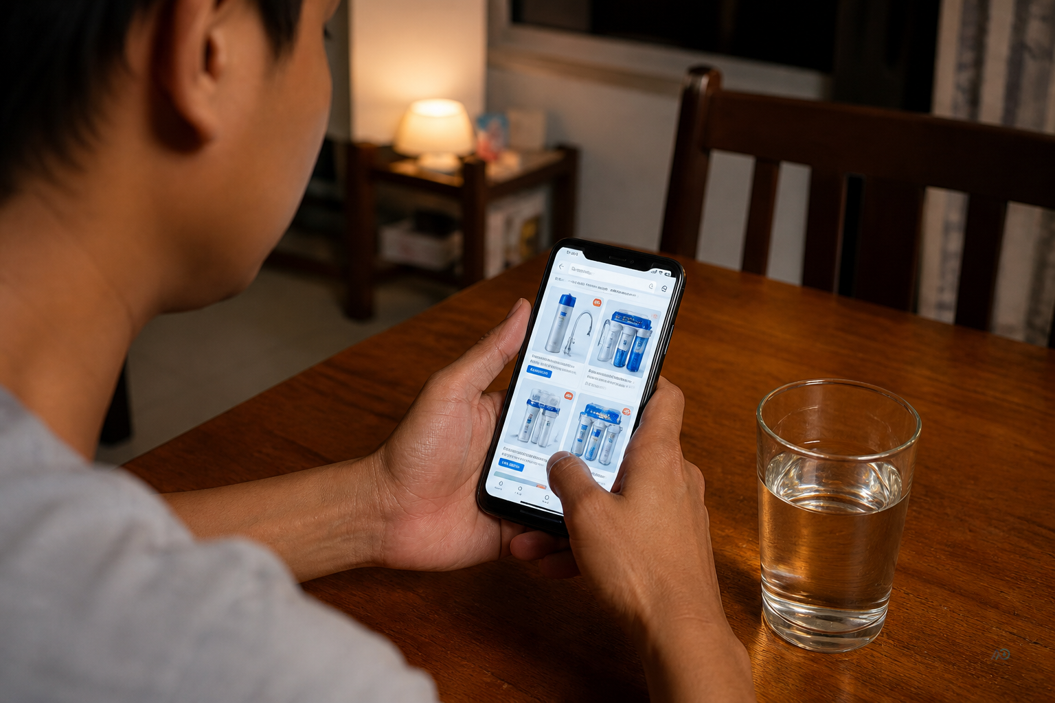 Buyer scrolling RO product photos before any well test is done