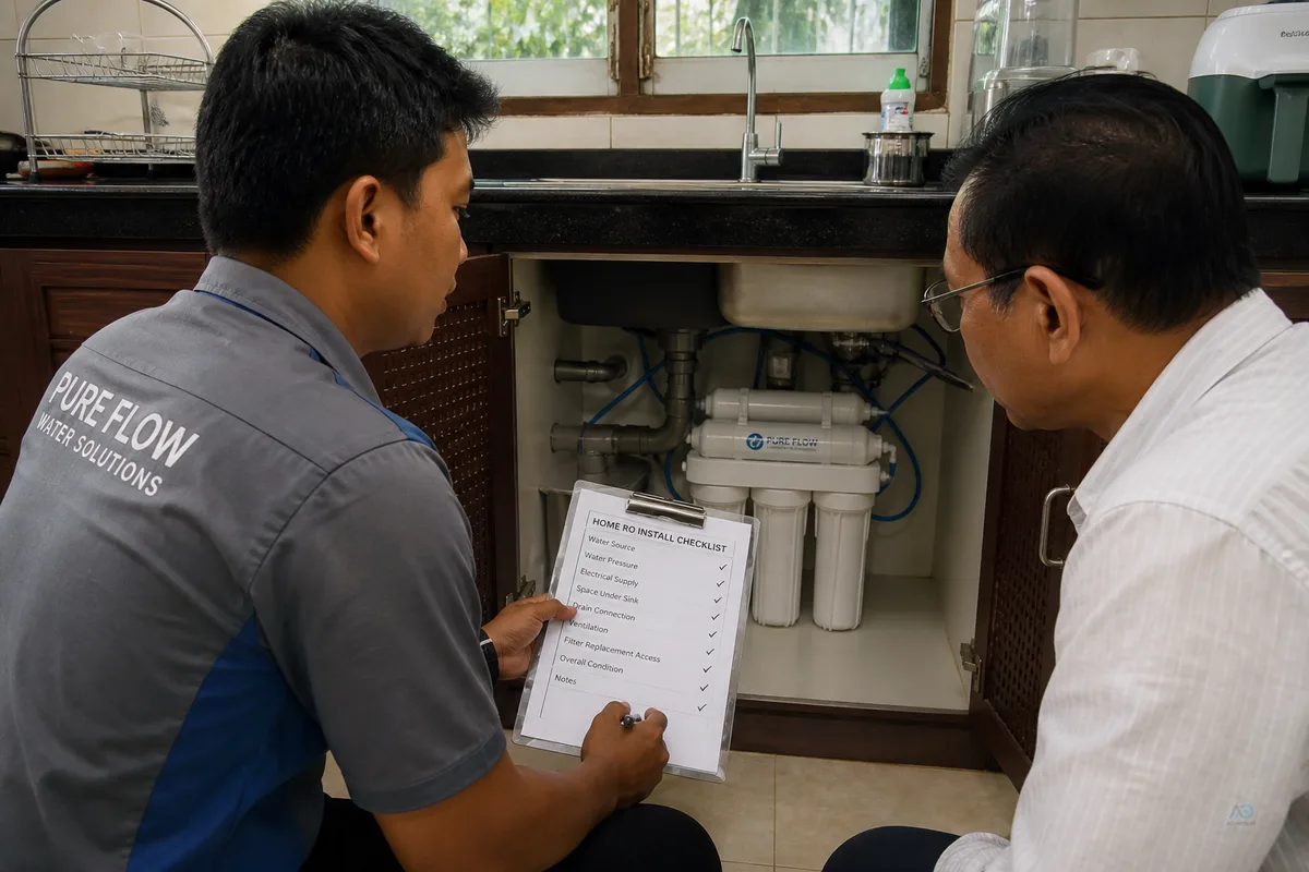 Home RO install checklist — space, drain, power and pressure before buying in Myanmar