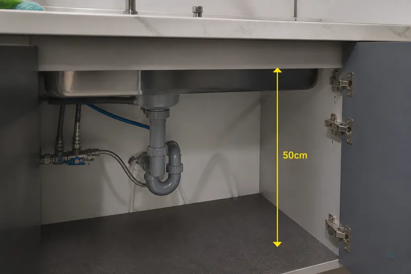 Under-sink cabinet space measurements for home RO install in Myanmar