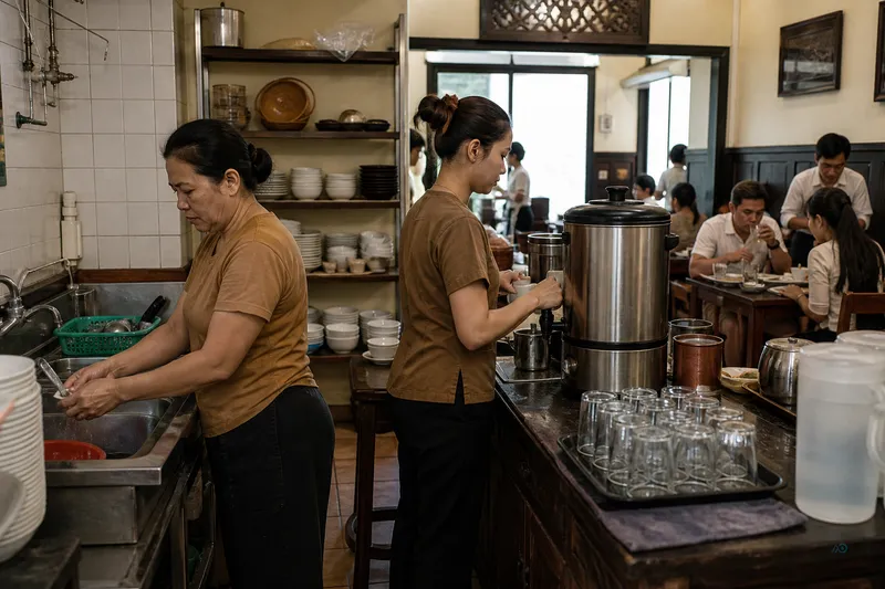 Kitchen, tea station, and guest glasses competing for purified water