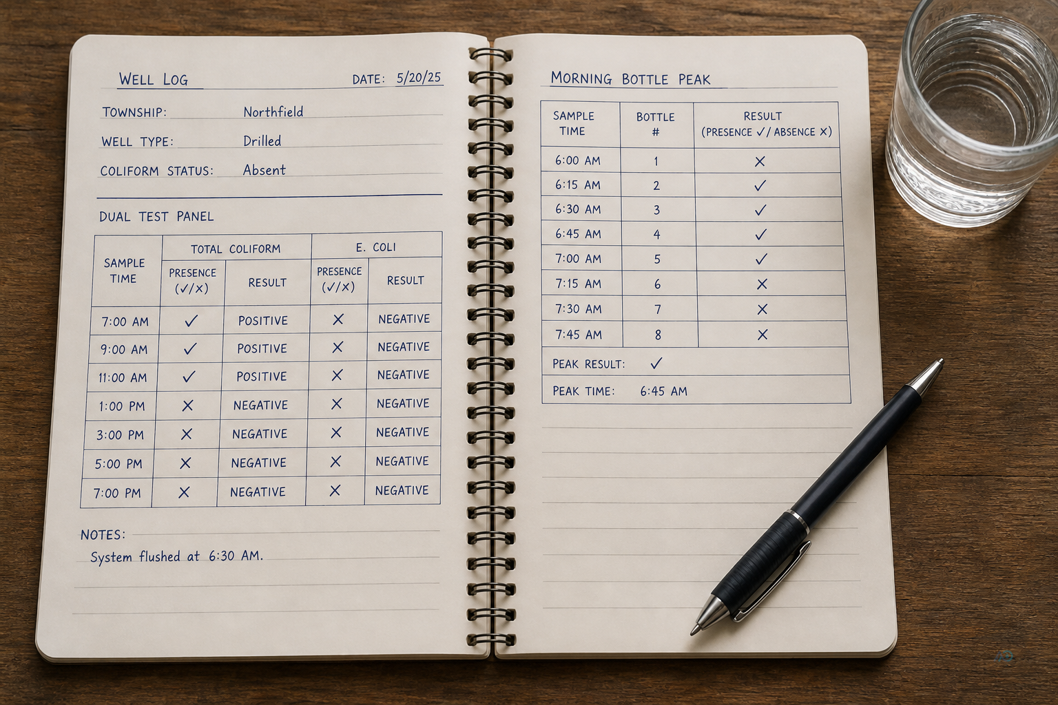 Viber brief for Mandalay school — well map, coliform note, repeat plan, morning peak