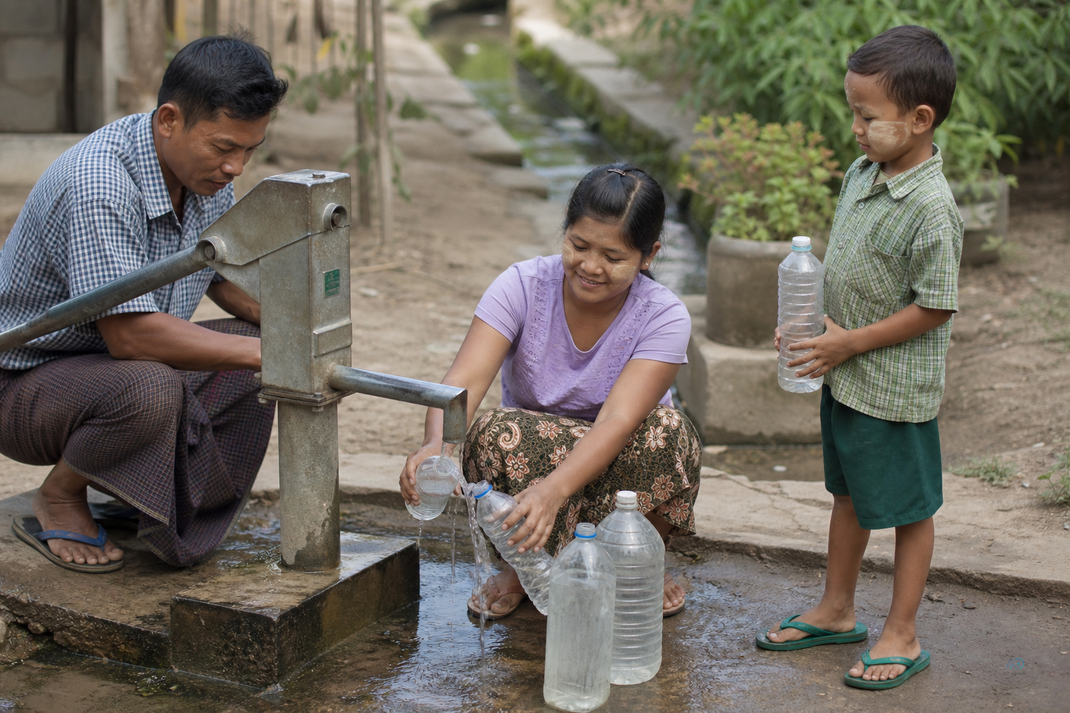 Family using well water without drainage-site notes