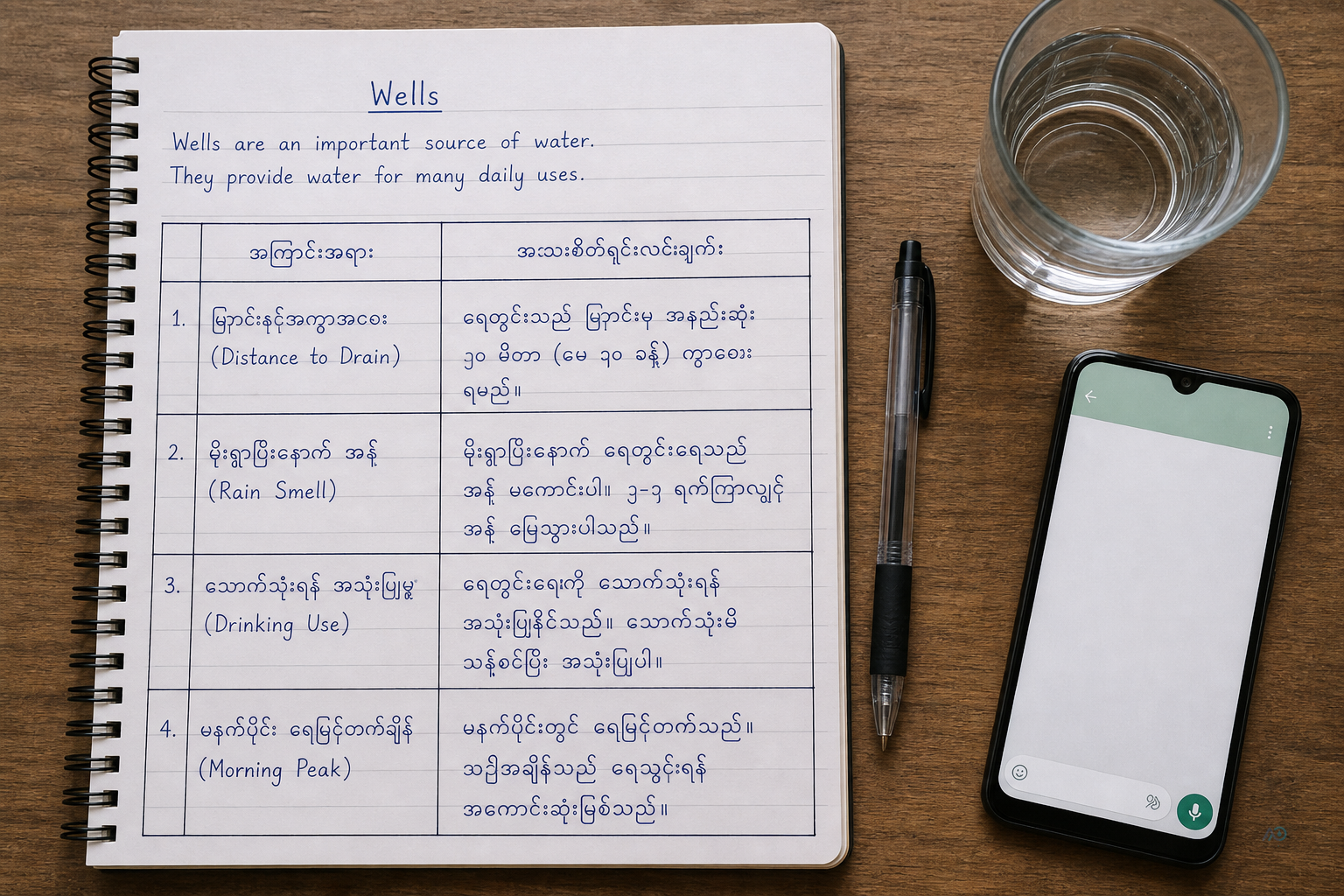 Notebook brief for well near canal