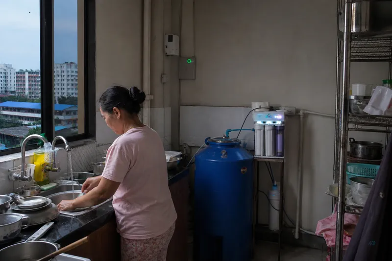 Peak-hour water demand outgrowing a small under-sink RO tank in Yangon