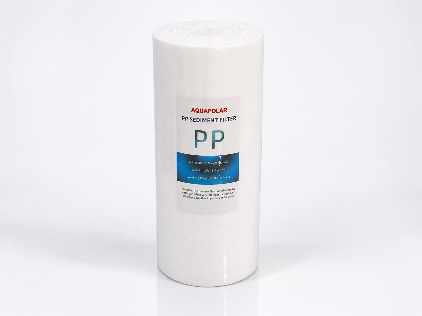 AQUAPOLAR PP sediment filter — AI-beautified from the authentic product photo